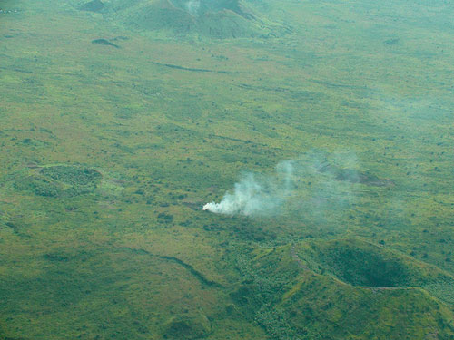 aerial view of kiln burning